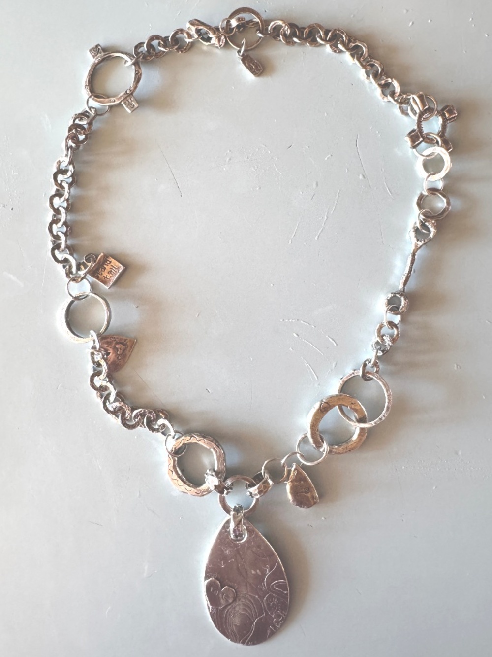 Jes Maharry Chunky Handmade Silver Chain with Drawings and Affirmations